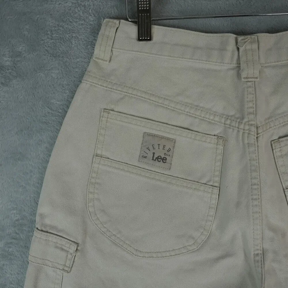Lee Riveted Cargo Shorts Womens 10 Medium (29x4,5) Tan Cotton High Rise Mom‎